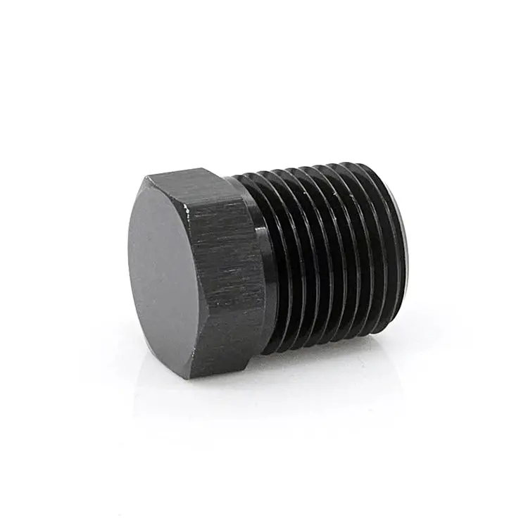 1/2" Male Npt Aluminum Hex Plug – Black Hard-Anodized 1