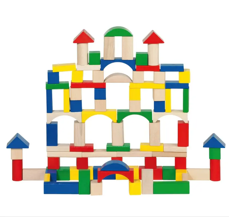 100-Piece Wooden Building Block Set In Reusable Storage Barrel 1