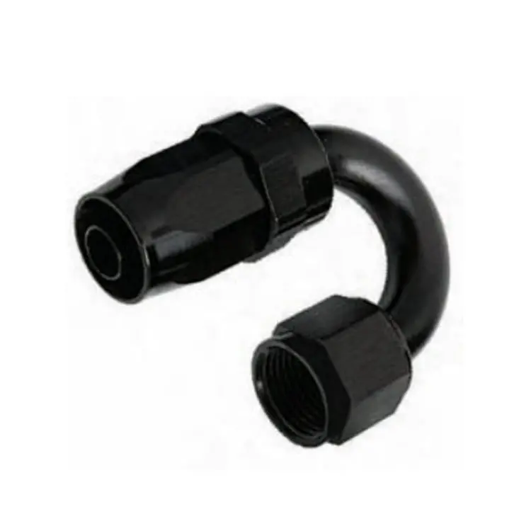 -10An Female 180° Swivel Hose End – Black Hard-Anodized Aluminum 1