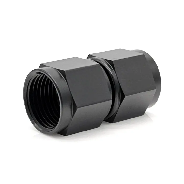 -10An Swivel Female An Flare Straight Union – Black Hard-Anodized Aluminum 1