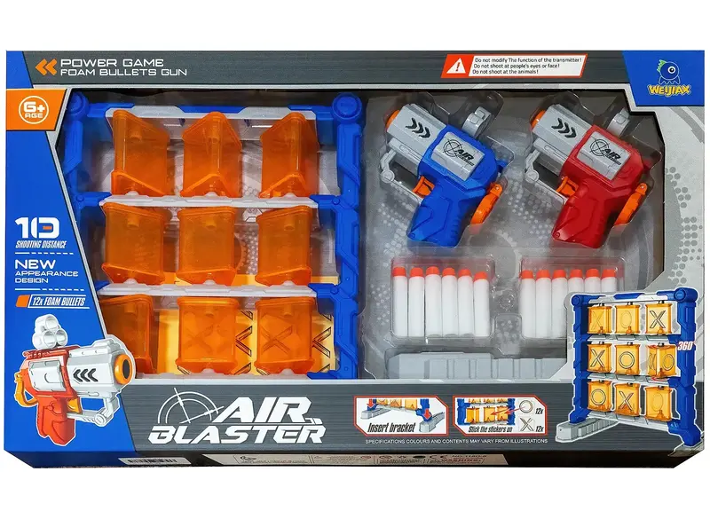 2-Pack Manual Air Blaster Toy Guns – Soft-Tip Foam Bullet Set 1