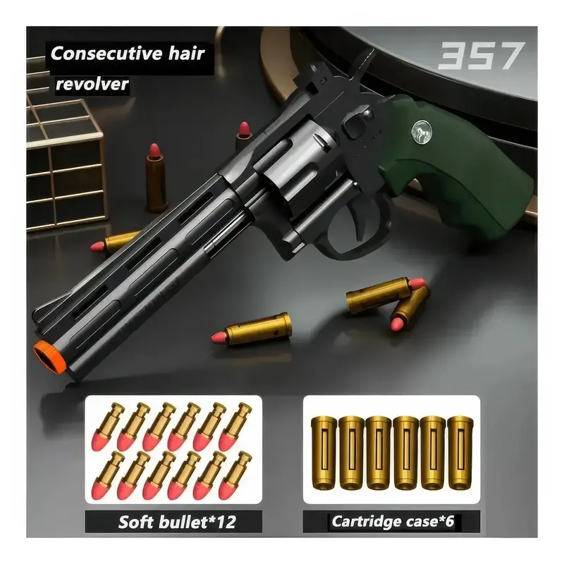 28Cm Foam-Firing Revolver Toy Gun – Dark Green 1