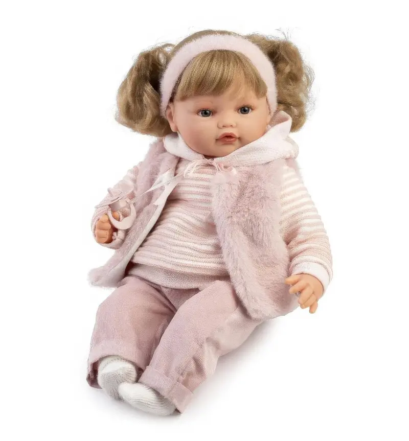 Antonio Juan Beni Crying Doll In Striped Sweater – 42 Cm Interactive Toy 1
