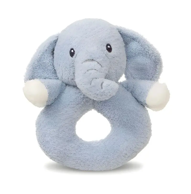 Aurora Elly Elephant Ring Rattle – Gentle Baby Sensory Toy 1