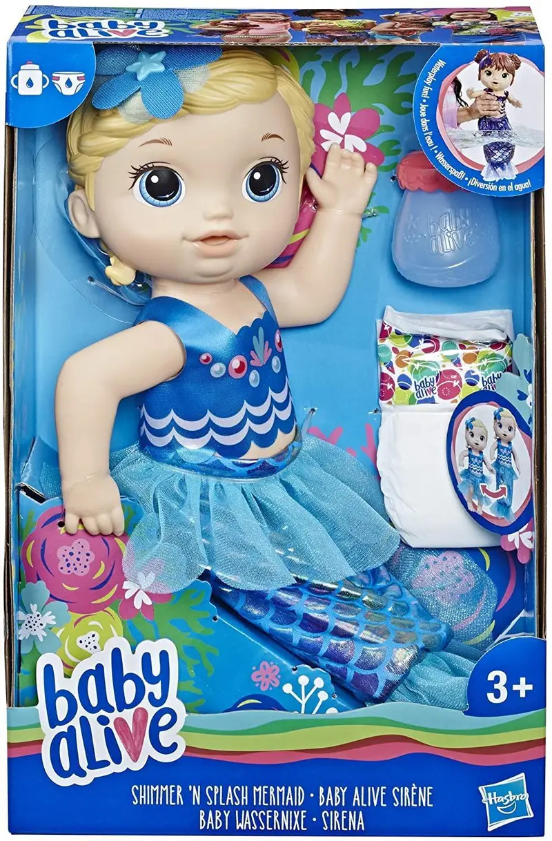 Baby Alive Shimmer 'N Splash Mermaid Doll – Blonde Hair Aquatic Play Figure 1