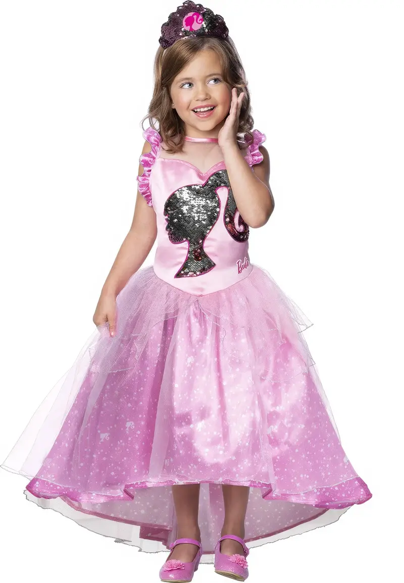 Barbie Princess Sequined Pink Dress With Tiara 1