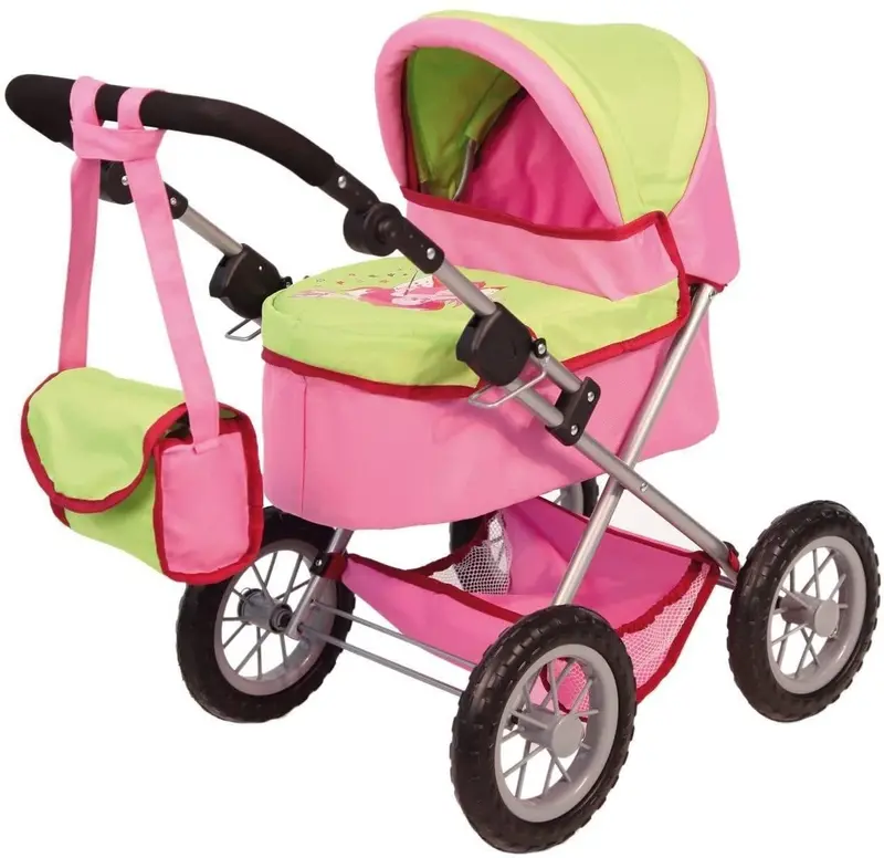 Bayer Design Pink & Green Doll Pram – Stroller Accessory For Kids 1