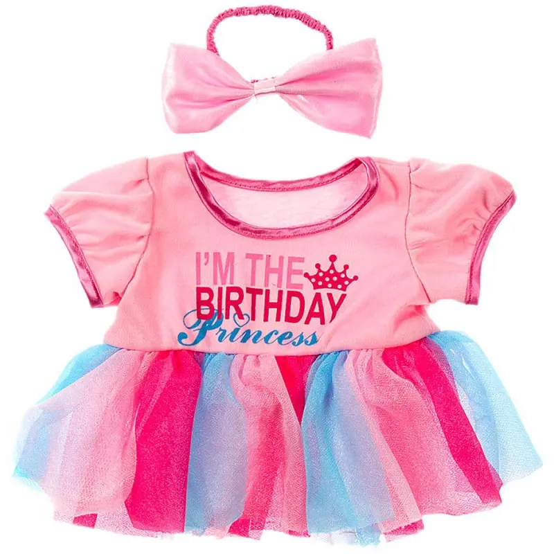 Be My Bear Birthday Princess Ensemble – Bow-Adorned Dress For 16-Inch Dolls 1