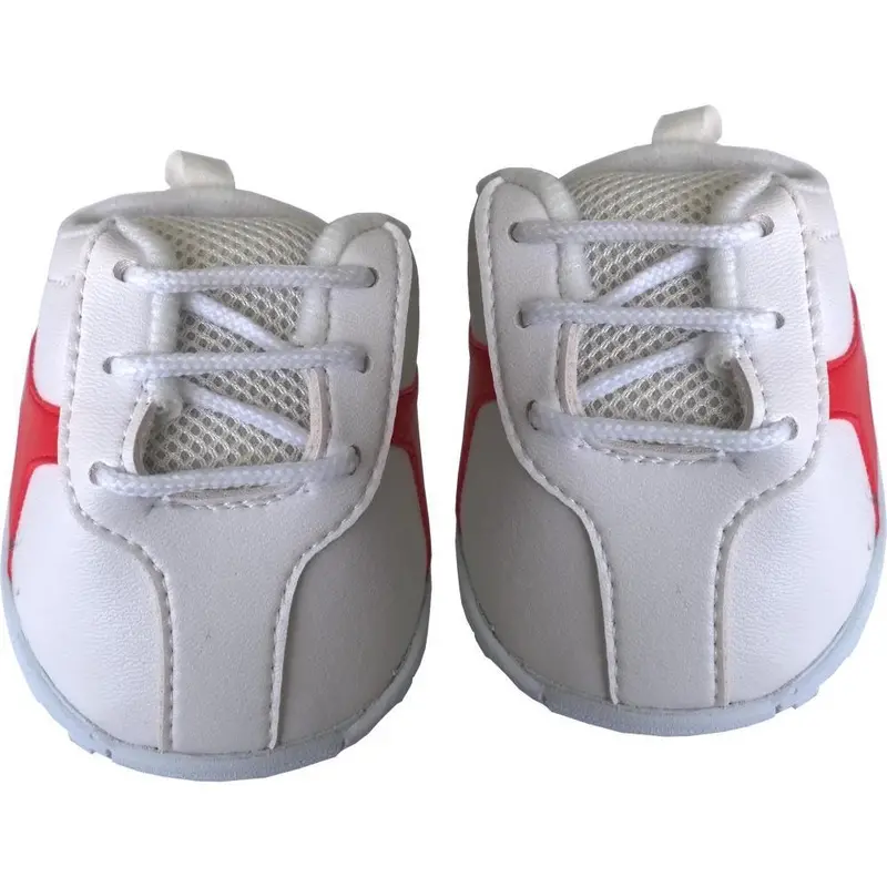 Be My Bear Tennis Shoes – White With Red Stripe Design 1
