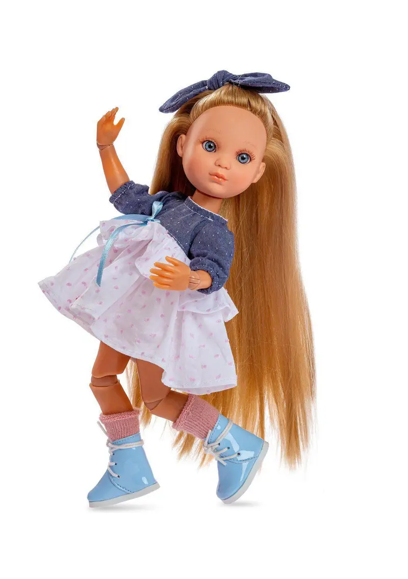 Berjuan Eva Articulated Luxury Doll – 35Cm With Gray & White Dress 1