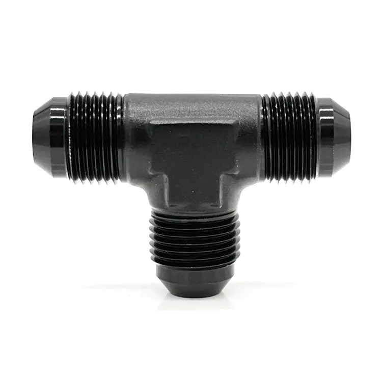 Black Hard-Anodized -10An Male An Flare Tee – Aluminum 1