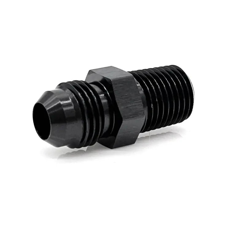 Black Hard-Anodized -4An Male Flare To 1/8" Npt Straight Adapter 1
