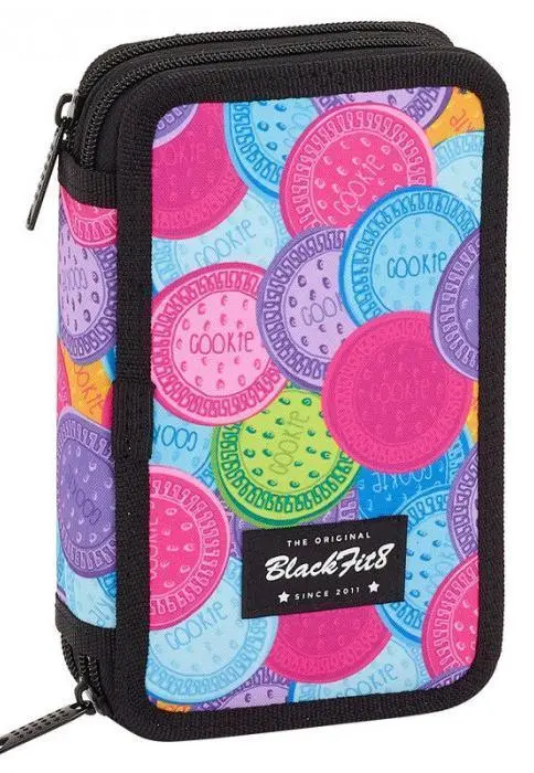 Blackfit8 Cookie-Shaped Double Pencil Case – 28-Piece Organized Set 1