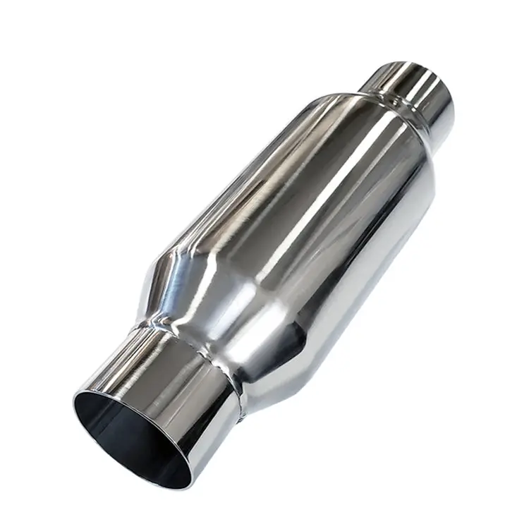 Bottle-Style Exhaust Resonator — 3.000" Inlet/Outlet, 12" Length, 304 Stainless Steel 1