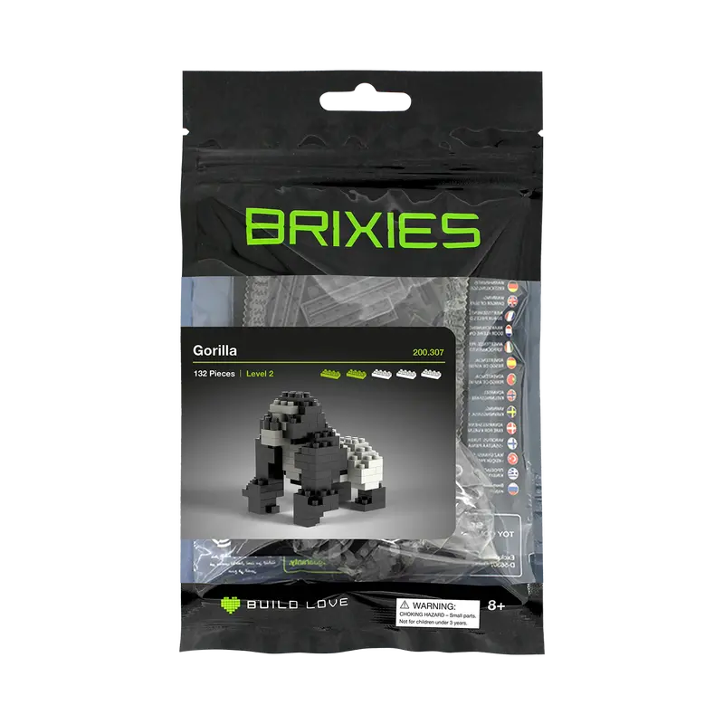 Brixies Silverback Gorilla Small Zip Bag – Strong & Detailed Primate Storage Pouch 1