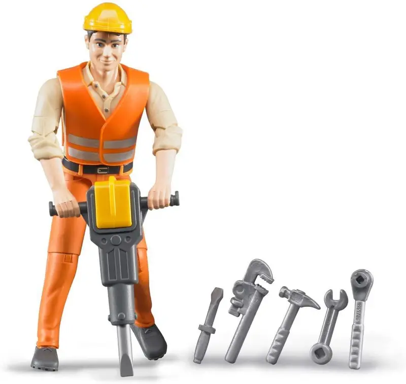 Bruder Bworld Construction Worker Figure With Tool Accessories 1