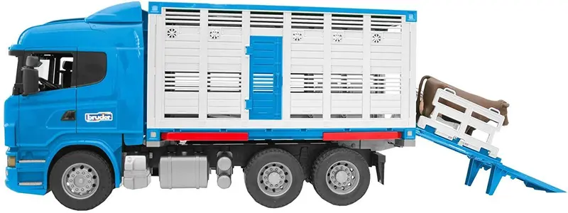 Bruder Scania R-Series Livestock Transporter Toy With Cow Figure 1