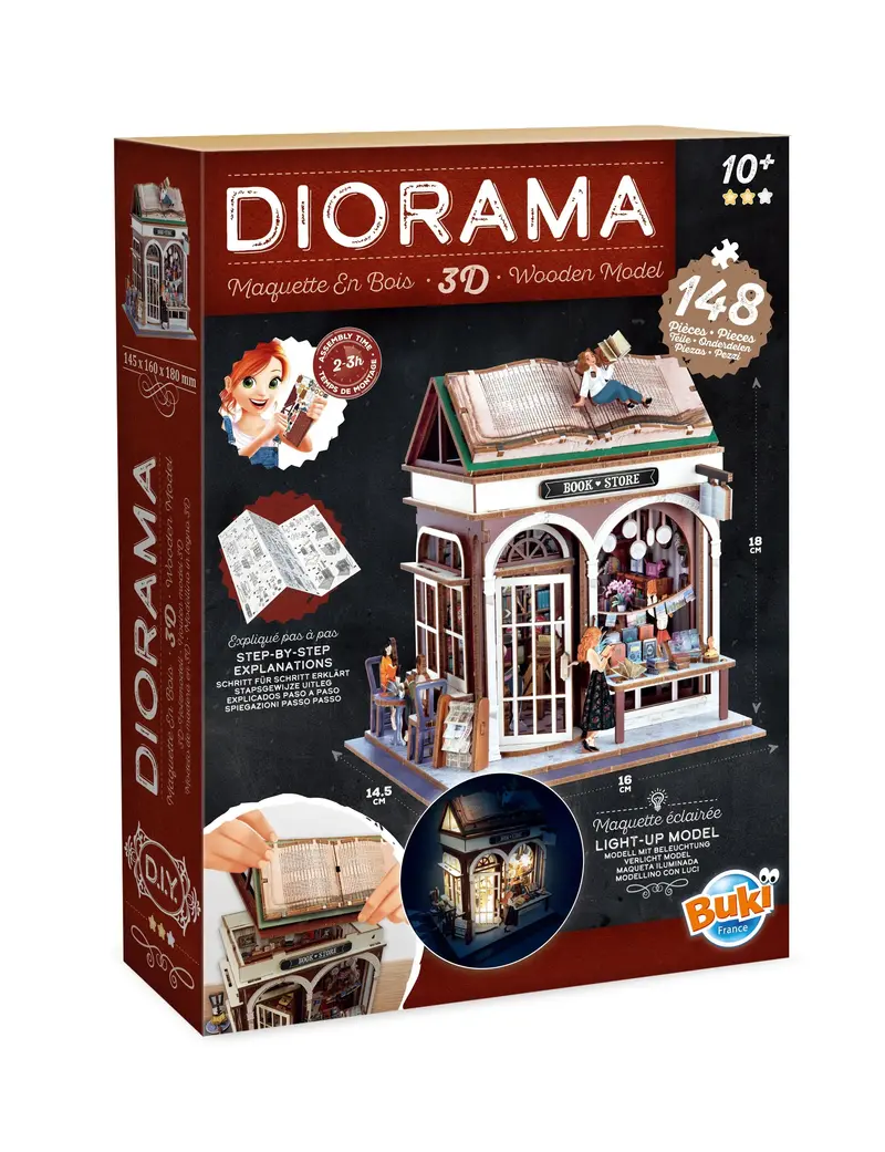 Buki Bookshop Diorama Kit – Interactive 3D Library Scene Construction Set 1
