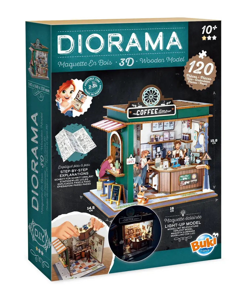 Buki Café Diorama Kit – Modular 3D Coffee Shop Scene Builder 1