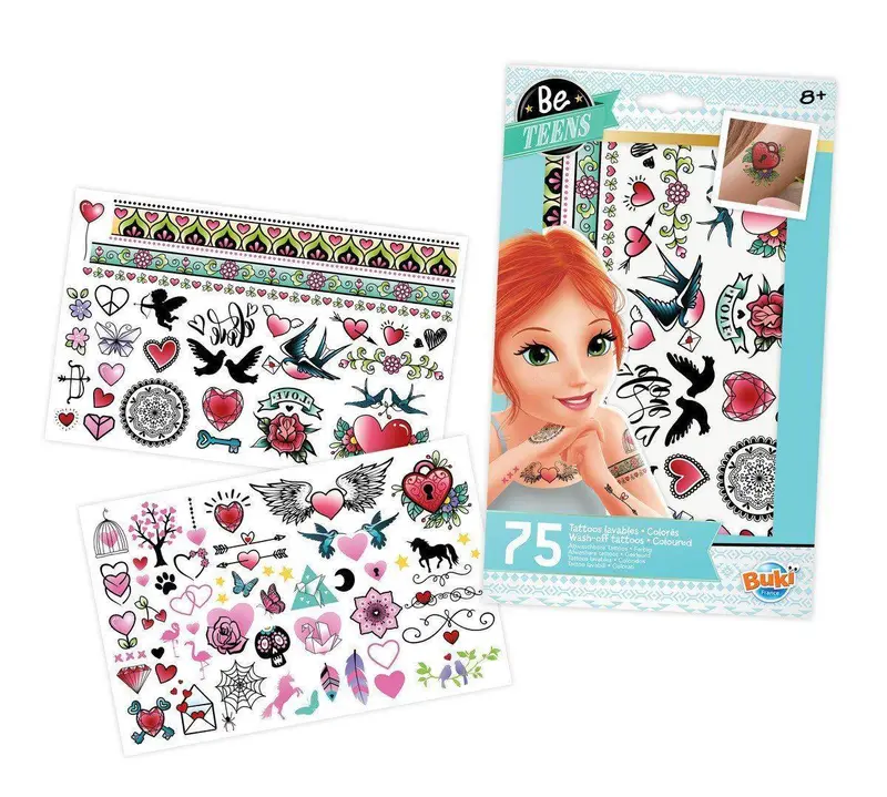 Buki France Bee Teens 75-Piece Washable Temporary Tattoo Set 1
