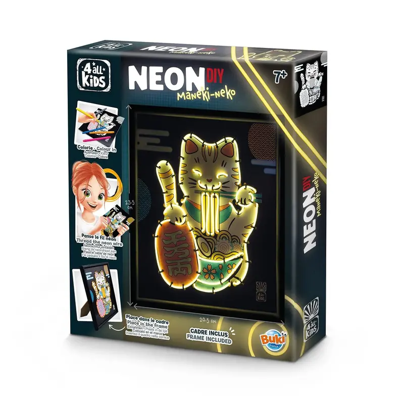 Buki Maneki-Neko Led Neon Frame – Japanese Lucky Cat Light Craft Kit 1