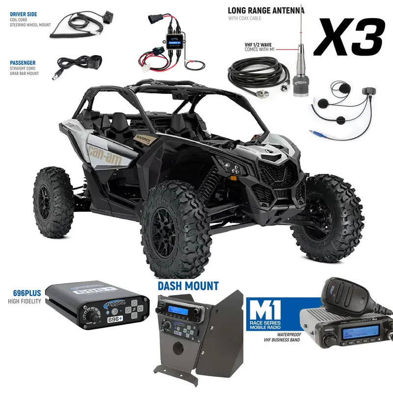 Can-Am Maverick X3 Full Communication System With Bluetooth Intercom And Two-Way Radio 1
