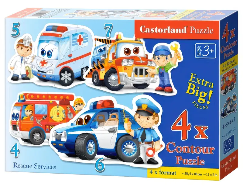 Castorland 4-In-1 Rescue Services Puzzle Set – Themed Learning Puzzles 1