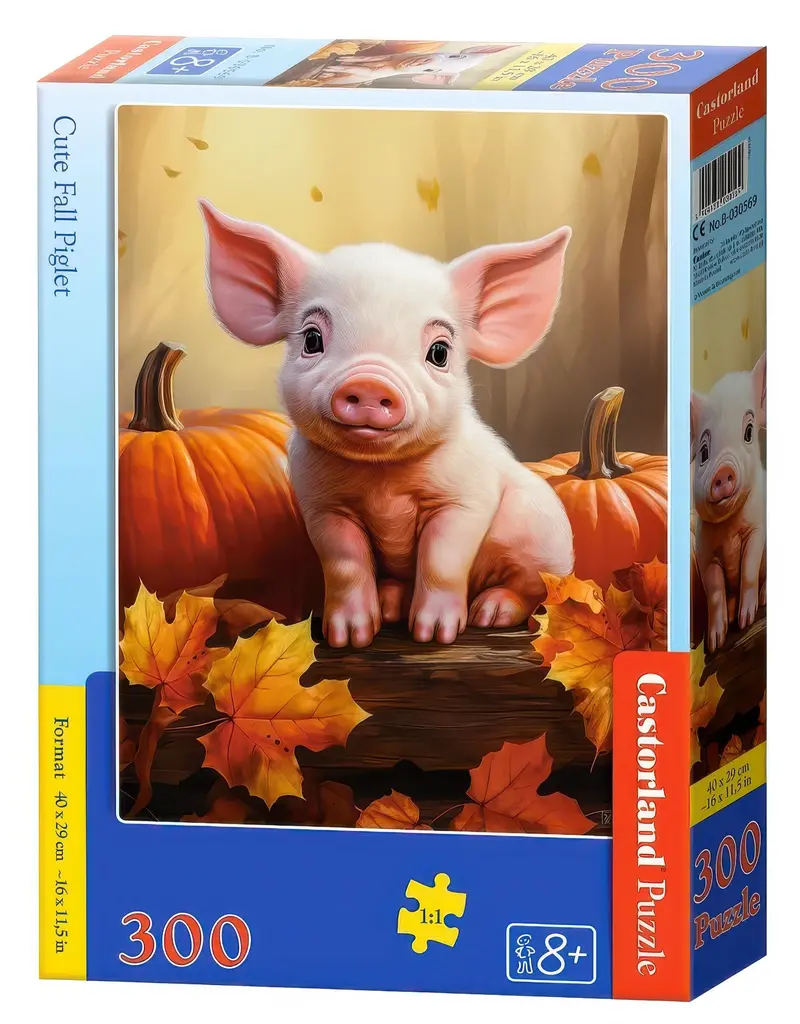 Castorland Cute Fall Piglet Puzzle – 300-Piece Autumn-Themed Jigsaw 1