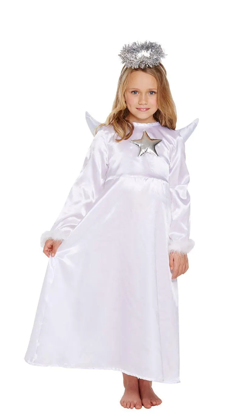 Child Angel Costume With Fluffy Fur Trim – Medium Size 1