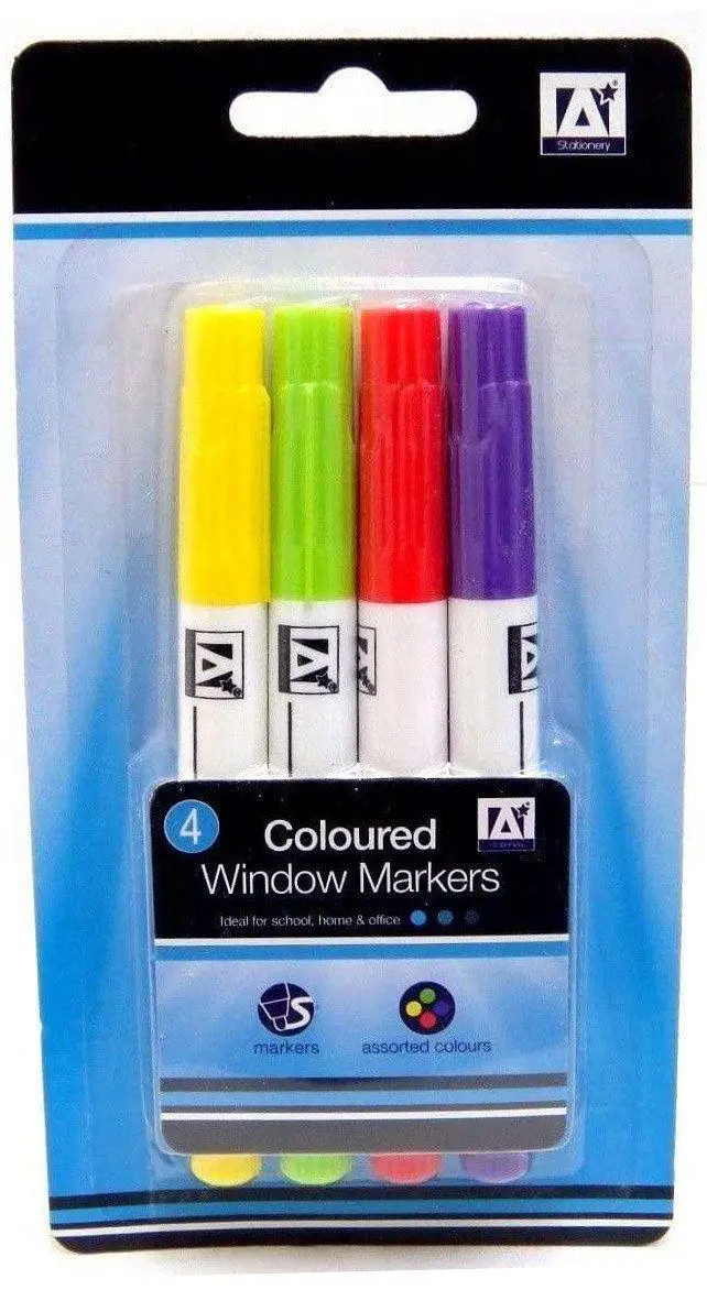 Colored Window Marker Pens – 4-Pack Glass & Mirror Drawing Set 1