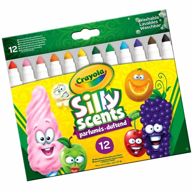 Crayola Silly Scents Broadline Markers – 12 Sweet-Scented Colors 1