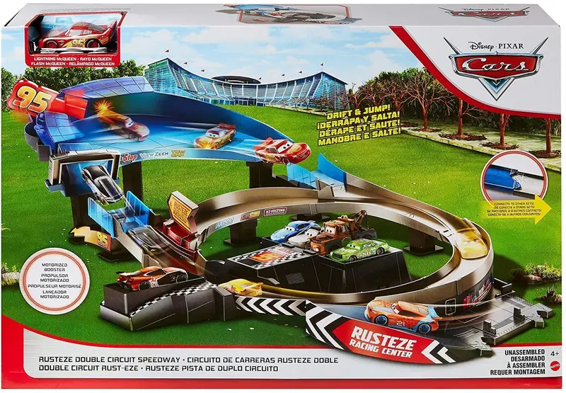 Disney Pixar Cars Mcqueen Rusteze Speedway – Dual-Lane Racing Track Set 1