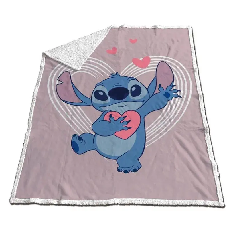 Disney Stitch Coral Sherpa Throw Blanket – 130 X 170 Cm Soft Plush Cover 1
