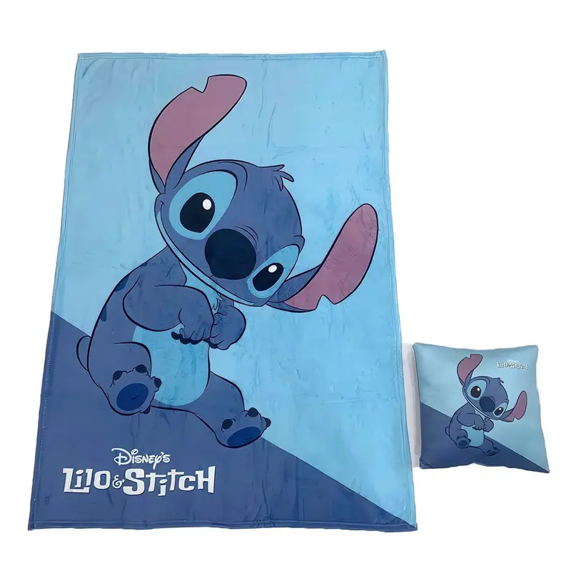 Disney Stitch Polar Fleece Blanket And Matching Cushion Set 1