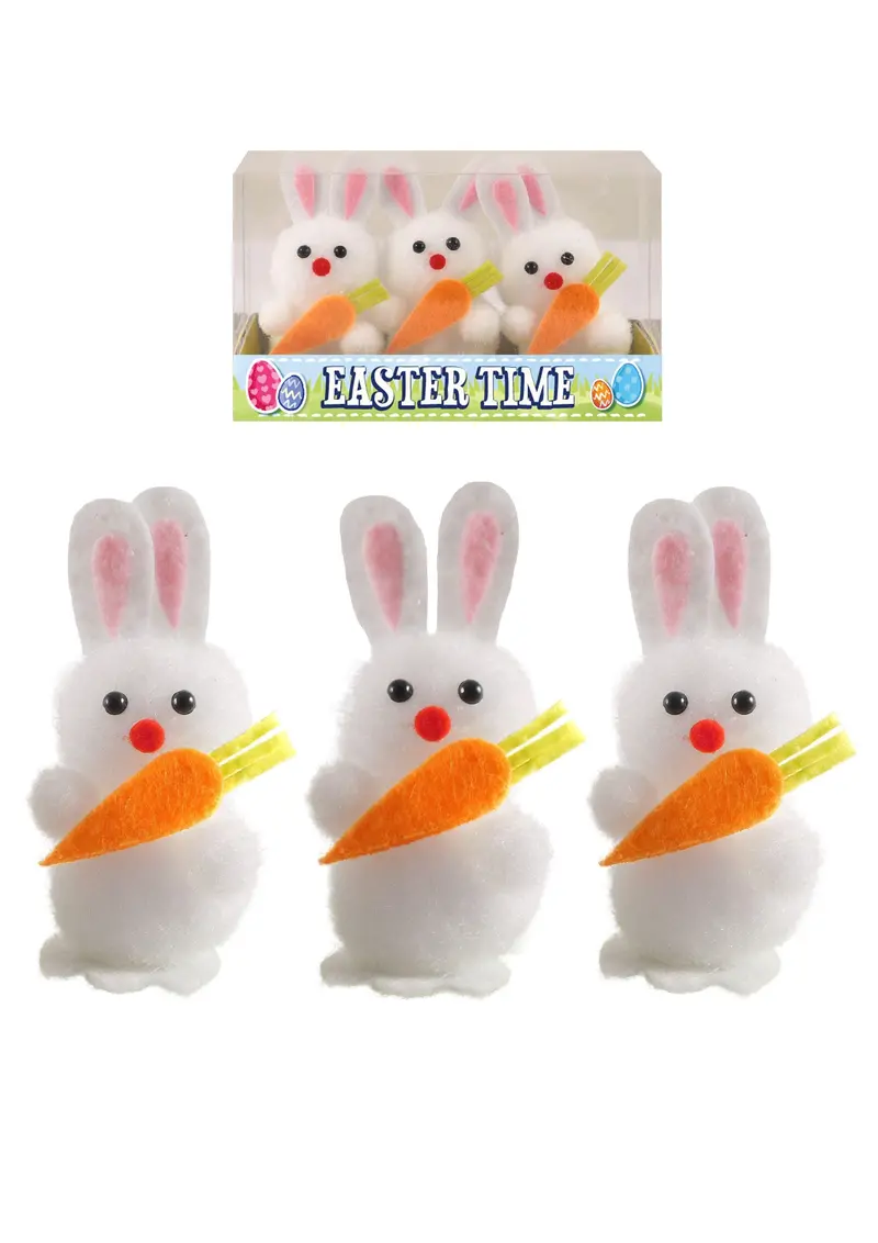 Easter Bunny Figurines With Carrot Props – 3-Piece Set 1