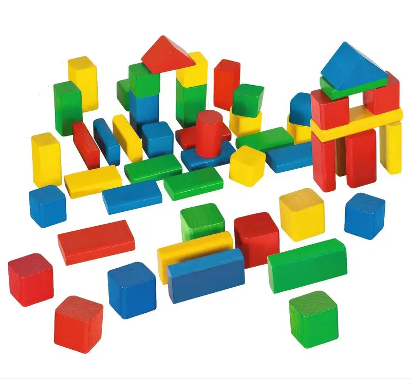 Eichhorn 50-Piece Colorful Wooden Building Block Set 1
