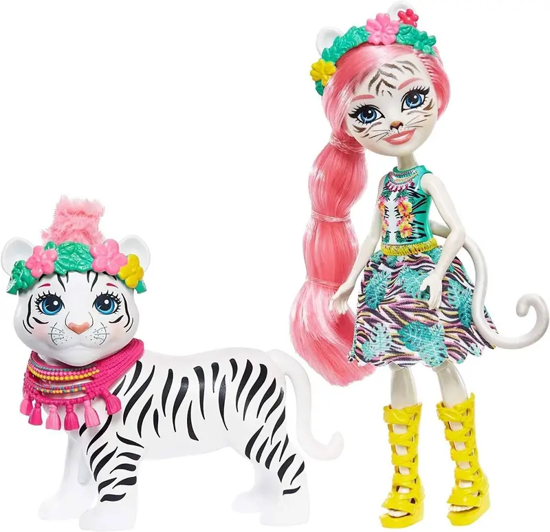 Enchantimals Tadley Doll With White Tiger – 6-Inch Animal Companion Set 1