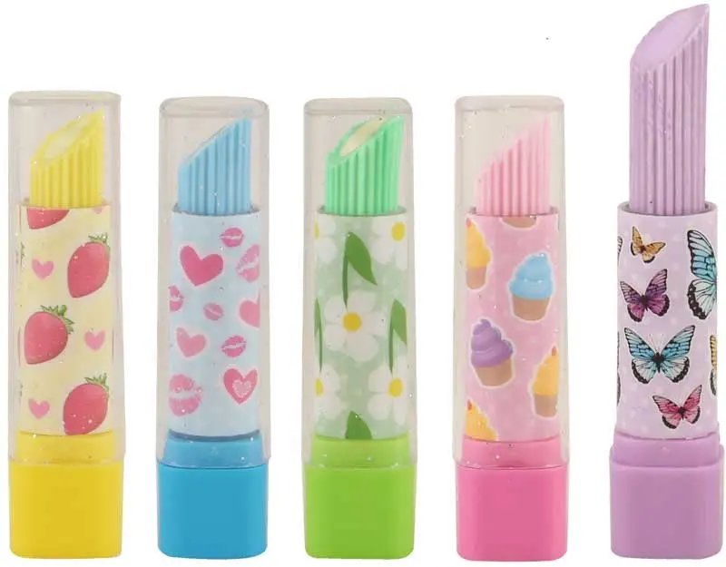 Fun Lipstick-Shaped Erasers – Assorted Colors 1