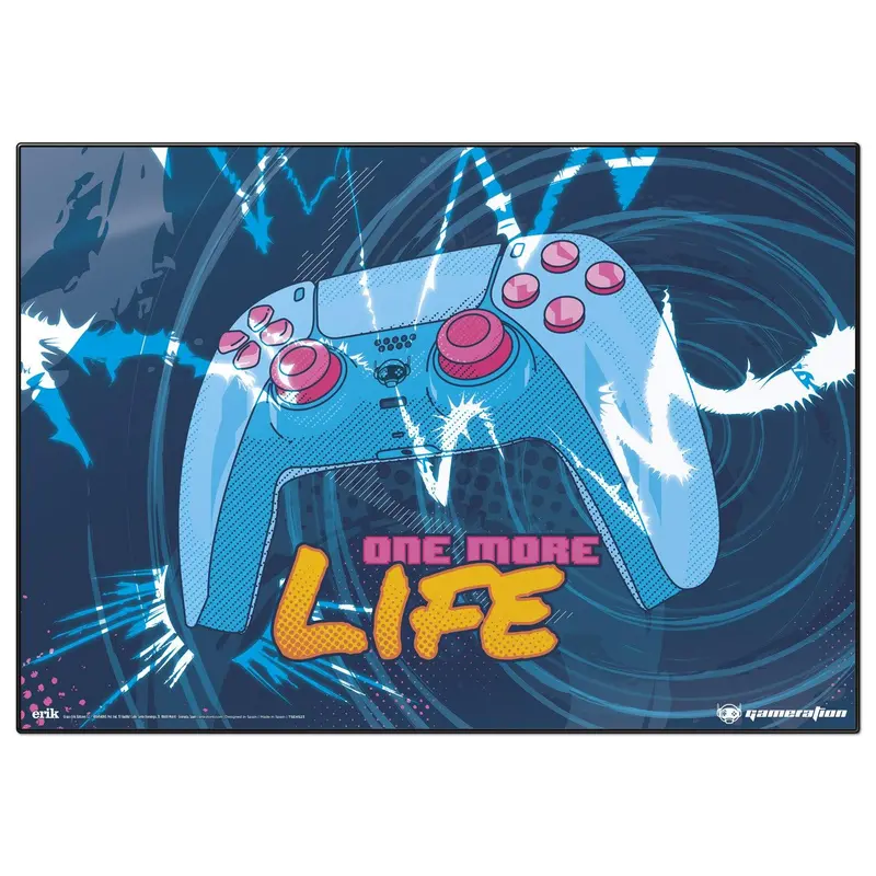 Gamer ‘One More Life’ Desk Pad – School & Office Mouse Mat 1