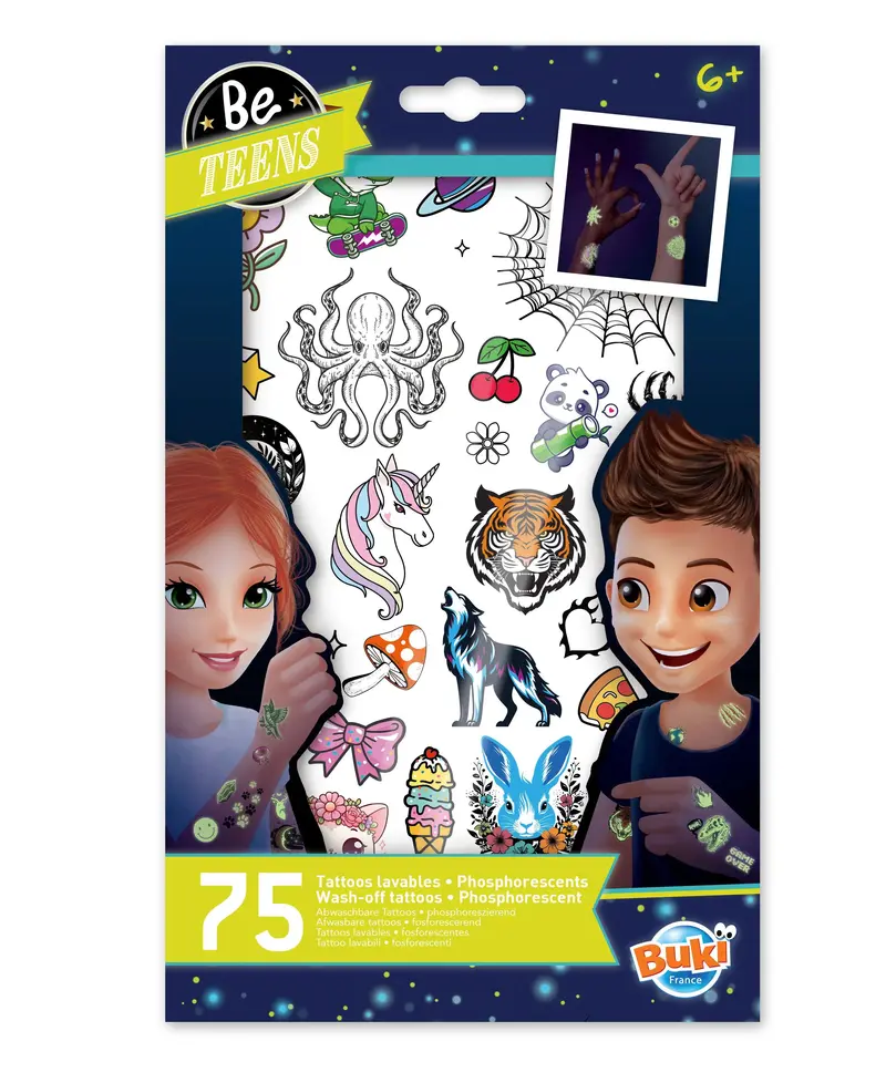 Glow-In-The-Dark Temporary Tattoos For Teens – Pack Of 75 Fun Designs 1