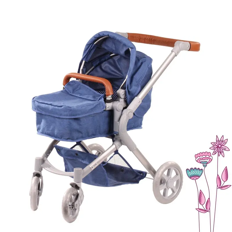 Gotz Denim & Polka Dot 2-In-1 Doll Pram For Creative Roleplay 1