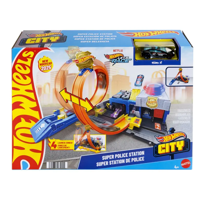 Hot Wheels City Super Police Station Playset – Interactive Vehicle Garage 1