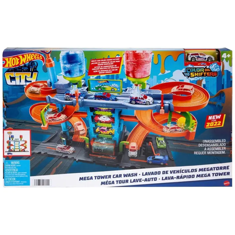 Hot Wheels Mega Tower Car Wash Playset With Track Features 1