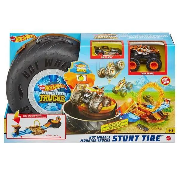 Hot Wheels Monster Trucks Stunt Tire Playset With Action Features 1