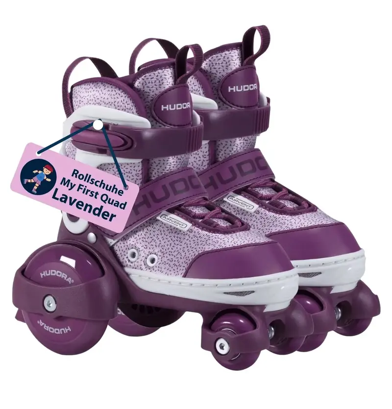 Hudora My First Quad Roller Skates – Lavender, Adjustable Size 30–33 1