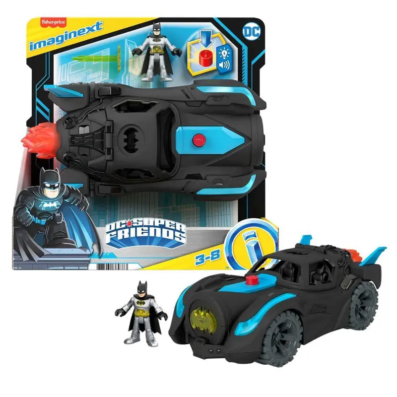 Imaginext Dc Super Friends Batmobile With Light & Sound Effects And Batman Figure 1