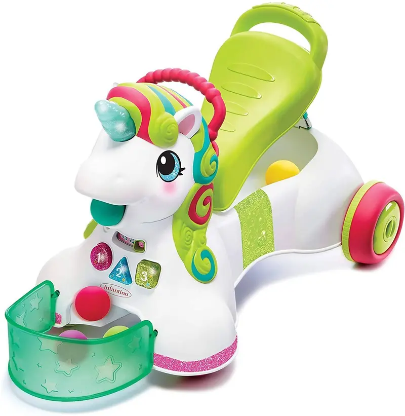 Infantino 3-In-1 Unicorn Ride-On: Sit, Walk, And Ride Toy With Interactive Features 1