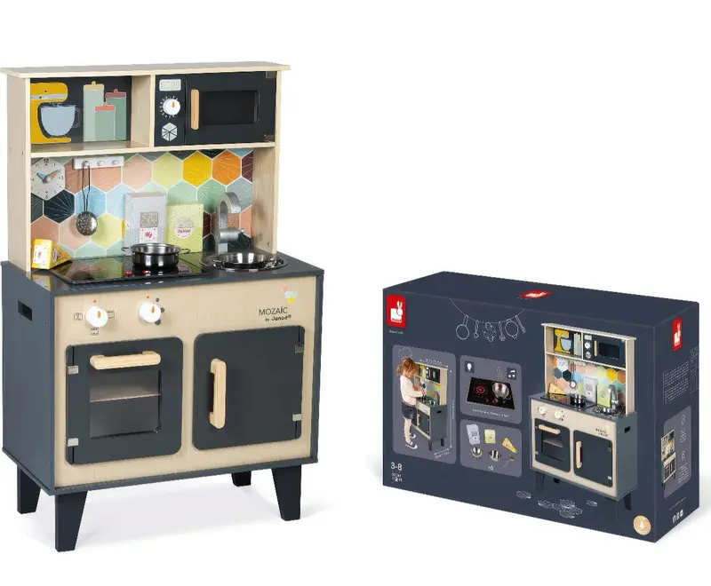 Janod Mozaic Big Cooker – Wooden Play Kitchen For Creative Pretend Cooking 1
