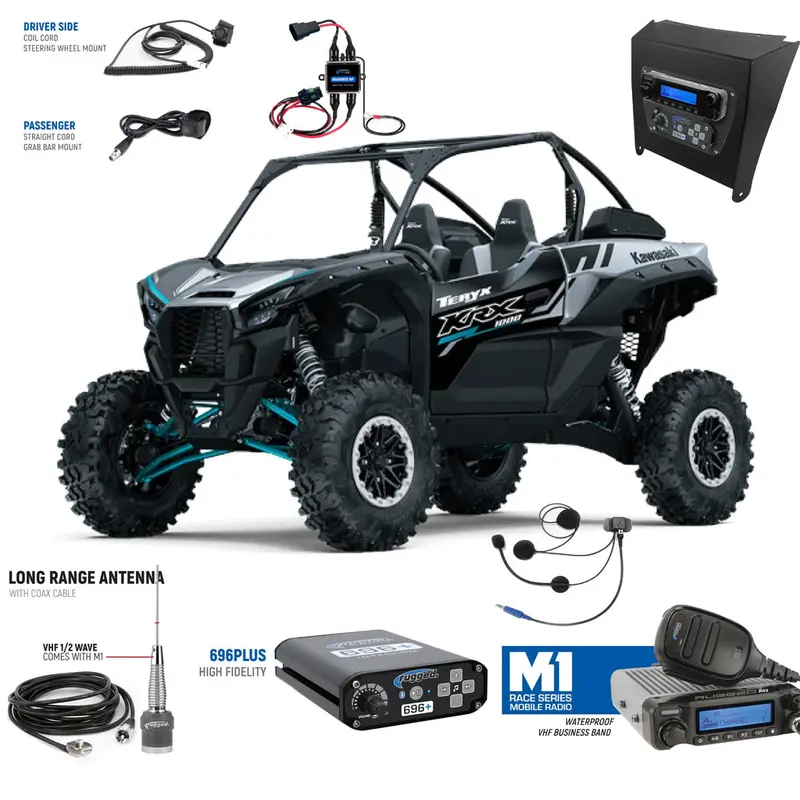 Kawasaki Teryx Krx Communication Package With Bluetooth Intercom And Two-Way Radio 1
