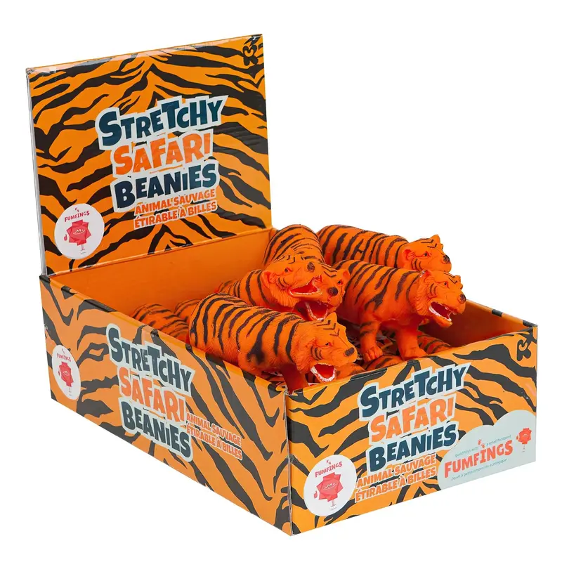 Keycraft Fumfings Stretchy Beanie Tiger – 6-Inch Soft Figure 1